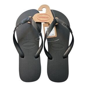 Havaianas Mens Top Flip Flop Sandal Black Size 11 / 12 Thong Slip On Beach NEW